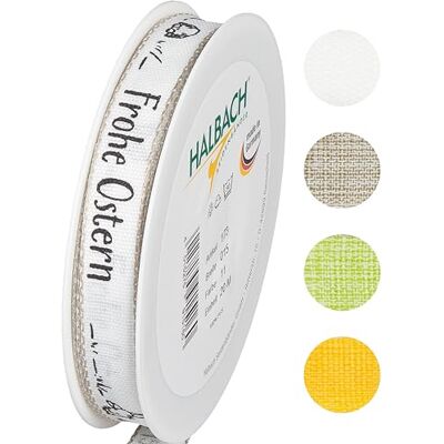 Halbach Geschenkband Frohe Ostern, 15 mm x 20 m, weiß/schwarz Halbach Geschenkband Frohe Ostern, 15 mm x 20 m, weiß/schwarz