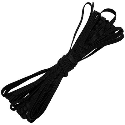 AERZETIX C67304 Elastische Flache geflochtene Schnur 5 Meter Breite 5 mm Farbe Schwarz aus Polyester AERZETIX C67304 Elastische Flache geflochtene Schnur 5 Meter Breite 5 mm Farbe Schwarz aus Polyester