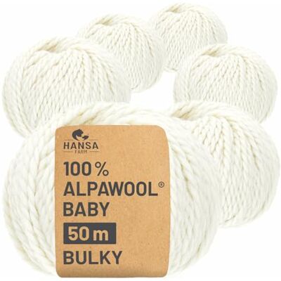 Hansa 100% Baby Alpakawolle in 50+ Farben (kratzfrei) 300g Set (6 x 50g) weiche Alpaka Wolle zum Stricken & Häkeln in 6 Garnstärken by Natur (Weiß/Wollweiß) Hansa 100% Baby Alpakawolle in 50+ Farben (kratzfrei) 300g Set (6 x 50g) weiche Alpaka Wolle zum Stricken & Häkeln in 6 Garnstärken by Natur (Weiß/Wollweiß)