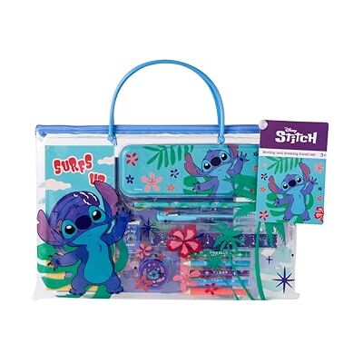 Disney Stitch Reise Malset Gefülltes Federmäppchen mit Buntstiften Buntstifte, Lineal, Radierer, Anspitzer, Notizblock, Mäppchen und Ausmalbilder in transparenter Tasche mit Griff, Stitch Disney Stitch Reise Malset Gefülltes Federmäppchen mit Buntstiften Buntstifte, Lineal, Radierer, Anspitzer, Notizblock, Mäppchen und Ausmalbilder in transparenter Tasche mit Griff, Stitch