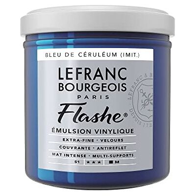 Lefranc Bourgeois 300494 Flashe Acrylfarbe & Vinylfarbe, hochpigmentiert, elastisch, lichtecht, alterungsbeständig, matt, für den Innen- & Außenbereich, 125ml Topf Cölinblau Farbton Lefranc Bourgeois 300494 Flashe Acrylfarbe & Vinylfarbe, hochpigmentiert, elastisch, lichtecht, alterungsbeständig, matt, für den Innen- & Außenbereich, 125ml Topf Cölinblau Farbton