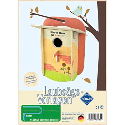 Pebaro 399/3S Laubsägevorlage Vogelhaus bunt bedruckt, 3mm Sperrholz DIN A 4, Motiv farbig vorgedruckt, aussägen mit Laubsägebogen, basteln, fertig, Laubsägen, Holz, Geschenkidee, Nistkasten, Garten Pebaro 399/3S Laubsägevorlage Vogelhaus bunt bedruckt, 3mm Sperrholz DIN A 4, Motiv farbig vorgedruckt, aussägen mit Laubsägebogen, basteln, fertig, Laubsägen, Holz, Geschenkidee, Nistkasten, Garten