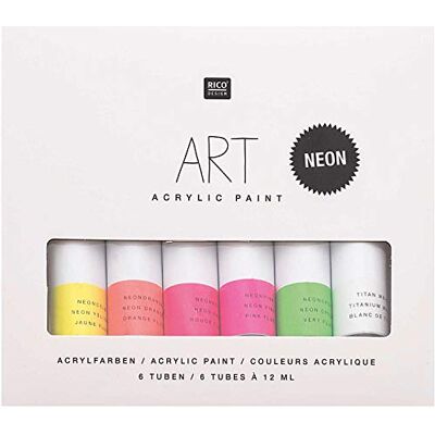 Rico Design Art Künstler Acrylfarben-Set Neon 6 Farben je 12 ml Tuben Malfarbe für Anfänger, Profikünstler, Kinder & Erwachsene Rico Design Art Künstler Acrylfarben-Set Neon 6 Farben je 12 ml Tuben Malfarbe für Anfänger, Profikünstler, Kinder & Erwachsene