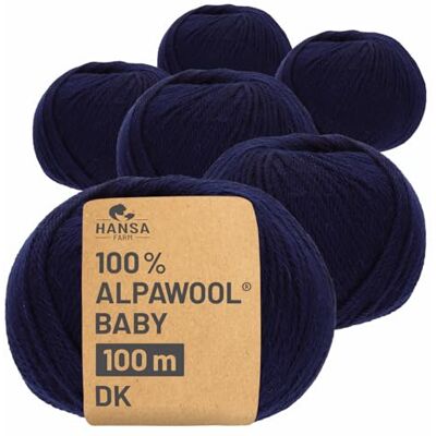 Hansa 100% Baby Alpakawolle in 50+ Farben (kratzfrei) 300g Set (6 x 50g) weiche Alpaka Wolle zum Stricken & Häkeln in 6 Garnstärken by Dunkelblau (Blau) Hansa 100% Baby Alpakawolle in 50+ Farben (kratzfrei) 300g Set (6 x 50g) weiche Alpaka Wolle zum Stricken & Häkeln in 6 Garnstärken by Dunkelblau (Blau)