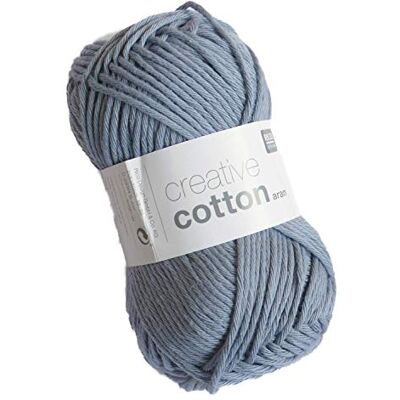 Rico Design Rico creative Cotton Aran Fb. 18 blau grau, Baumwollgarn zum Stricken und Häkeln, Häkelwolle Rico Design Rico creative Cotton Aran Fb. 18 blau grau, Baumwollgarn zum Stricken und Häkeln, Häkelwolle