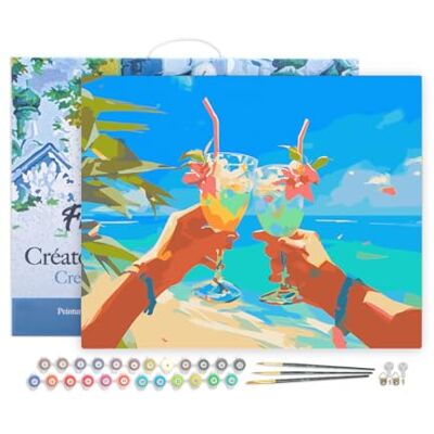 ART Malen nach Zahlen für Erwachsene mit Rahmen Toast am Strand – Handarbeits-Kit, kreatives Bastelset, vollständige Nummer – 40 x 50 cm, Leinwand auf Keilrahmen gespannt ART Malen nach Zahlen für Erwachsene mit Rahmen Toast am Strand – Handarbeits-Kit, kreatives Bastelset, vollständige Nummer – 40 x 50 cm, Leinwand auf Keilrahmen gespannt