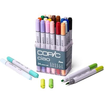 Copic Ciao Set, 24er Set im Acryl-Display, Twin Marker mit einer mittelbreiten und einer Brush-Spitze Copic Ciao Set, 24er Set im Acryl-Display, Twin Marker mit einer mittelbreiten und einer Brush-Spitze