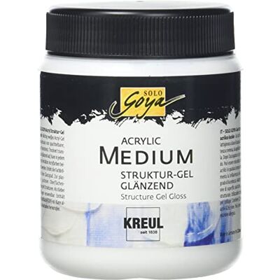 KREUL 87105 Solo Goya Acrylic Medium, 250 ml Dose, Strukturgel glänzend, cremige Spachtelmasse, trocknet transparent und glänzend, einfärbbar KREUL 87105 Solo Goya Acrylic Medium, 250 ml Dose, Strukturgel glänzend, cremige Spachtelmasse, trocknet transparent und glänzend, einfärbbar