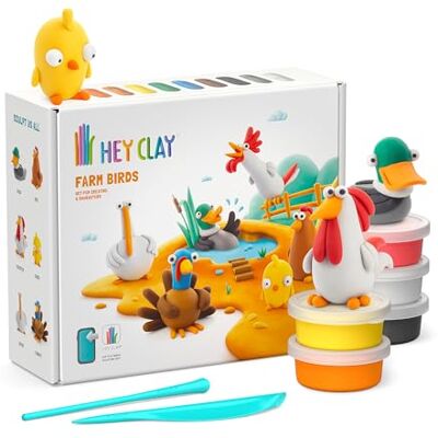 Hey Clay 15 Dosen lufttrocknende Knete für Kinder ab 3 Jahren Kreatives Bastelset Modelliermasse lufttrocknend Knete ab 3 Jahre (Farmvögel) Hey Clay 15 Dosen lufttrocknende Knete für Kinder ab 3 Jahren Kreatives Bastelset Modelliermasse lufttrocknend Knete ab 3 Jahre (Farmvögel)