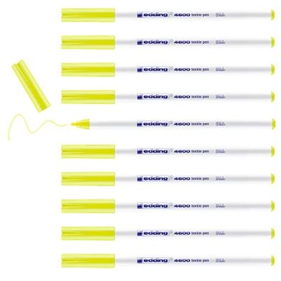 edding 4600 Textilstift neon-gelb 10 Stück Rundspitze 1 mm Textilstifte waschmaschinenfest (60 °C) zum Stoff bemalen Stoffmalstift edding 4600 Textilstift neon-gelb 10 Stück Rundspitze 1 mm Textilstifte waschmaschinenfest (60 °C) zum Stoff bemalen Stoffmalstift
