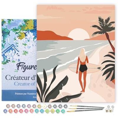 ART Malen Nach Zahlen Erwachsene Mit Rahmen Strandspaziergang bei Sonnenuntergang Paint by Numbers Basteln DIY Bastelset 40x50cm Leinwand gespannt auf Holzrahmen ART Malen Nach Zahlen Erwachsene Mit Rahmen Strandspaziergang bei Sonnenuntergang Paint by Numbers Basteln DIY Bastelset 40x50cm Leinwand gespannt auf Holzrahmen