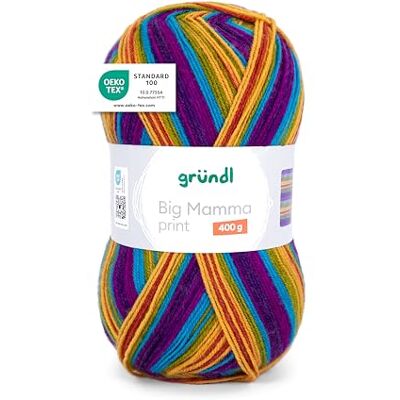 Gründl Wolle Big Mamma Print XXL 1 x 400 g, Maisgelb-magenta Gründl Wolle Big Mamma Print XXL 1 x 400 g, Maisgelb-magenta