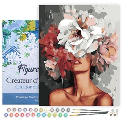 ART Malen Nach Zahlen Erwachsene Mit Rahmen Schönheit hinter Blumen Paint by Numbers Basteln DIY Bastelset 40x50cm Leinwand gespannt auf Holzrahmen ART Malen Nach Zahlen Erwachsene Mit Rahmen Schönheit hinter Blumen Paint by Numbers Basteln DIY Bastelset 40x50cm Leinwand gespannt auf Holzrahmen