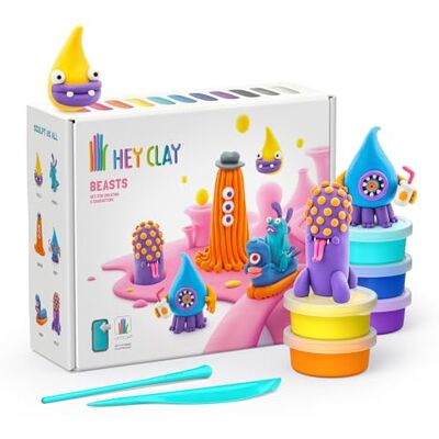 Hey Clay 15 Dosen lufttrocknende Knete für Kinder ab 3 Jahren Kreatives Bastelset Modelliermasse lufttrocknend Knete ab 3 Jahre (Biester) Hey Clay 15 Dosen lufttrocknende Knete für Kinder ab 3 Jahren Kreatives Bastelset Modelliermasse lufttrocknend Knete ab 3 Jahre (Biester)