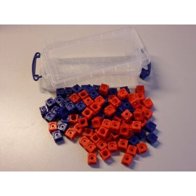 Unbekannt 100 Steckwürfel 2-farbig (rot, blau) in der praktischen Box, 1,7cm, allseitig steckbar Unbekannt 100 Steckwürfel 2-farbig (rot, blau) in der praktischen Box, 1,7cm, allseitig steckbar