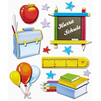 Hobbyfun 3D-Sticker Schule II -XXL, Wandtatoo,Schultüte basteln Hobbyfun 3D-Sticker Schule II -XXL, Wandtatoo,Schultüte basteln