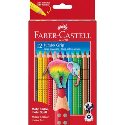 Faber-Castell Buntstifte Set Jumbo Grip 12-teilig Jumbo Farbstifte für Kinder mit leuchtenden Farben, extra dicker Farbmine und ergonomischer Dreikantform Faber-Castell Buntstifte Set Jumbo Grip 12-teilig Jumbo Farbstifte für Kinder mit leuchtenden Farben, extra dicker Farbmine und ergonomischer Dreikantform