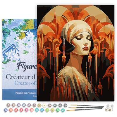 Malen Nach Zahlen Erwachsene Mit Rahmen Art-Deco-Frau Paint by Numbers Basteln DIY Bastelset 40x50cm Leinwand gespannt auf Holzrahmen Malen Nach Zahlen Erwachsene Mit Rahmen Art-Deco-Frau Paint by Numbers Basteln DIY Bastelset 40x50cm Leinwand gespannt auf Holzrahmen