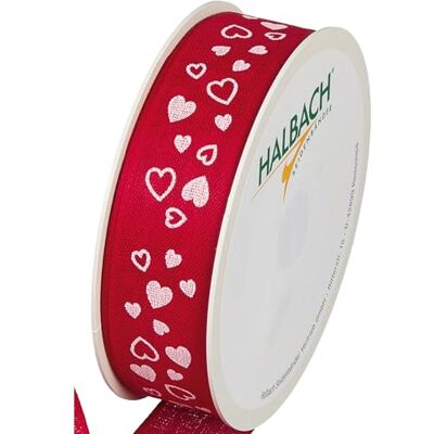 Halbach Geschenkband Herzen, 25 mm x 18 m, rot/weiß Halbach Geschenkband Herzen, 25 mm x 18 m, rot/weiß