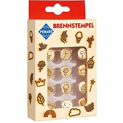 Pebaro 20700 Brennstempel für Brandmalerei, Pyrographie, Holzbrennen, 12-teilig, aus Messing Verschiedene Motive wie Eis, Elfe, Stern etc., zum Brennen auf Holz, Leder, Kork und anderen Materialien Pebaro 20700 Brennstempel für Brandmalerei, Pyrographie, Holzbrennen, 12-teilig, aus Messing Verschiedene Motive wie Eis, Elfe, Stern etc., zum Brennen auf Holz, Leder, Kork und anderen Materialien