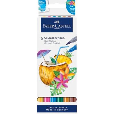 Faber-Castell Goldfaber Aqua Dual Marker Coconut Cocktail, 6 Farben Faber-Castell Goldfaber Aqua Dual Marker Coconut Cocktail, 6 Farben
