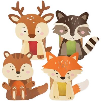 Papierdrachen 8 Windlichter Bastelset für Kinder Herbst Rentier, Waschbär, Fuchs, Eichhörnchen LED-Teelichthalter Schulprojekt Papierdrachen 8 Windlichter Bastelset für Kinder Herbst Rentier, Waschbär, Fuchs, Eichhörnchen LED-Teelichthalter Schulprojekt
