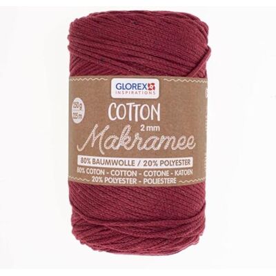 GLOREX 5 1008 08 Makramee Cotton, 250 g, 2 mm, Länge 225 m, bordeaux, dreifachgedrehtes Baumwollgarn, 100 % Baumwolle, zum Häkeln, Stricken, Knüpfen und Gestalten GLOREX 5 1008 08 Makramee Cotton, 250 g, 2 mm, Länge 225 m, bordeaux, dreifachgedrehtes Baumwollgarn, 100 % Baumwolle, zum Häkeln, Stricken, Knüpfen und Gestalten