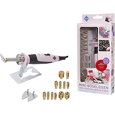 Pebaro 0211 Mini-Bügeleisen und Strasskolben, 2 Heizstufen, 14 Aufsätze, Designen mit Stoff, Applikator Glitzersteine, Aufbringen von Bügelvlies, Vliesofix, Handarbeiten, Näharbeiten, Kreativ Set, 28,5 x 15,5 x 6,5 cm Pebaro 0211 Mini-Bügeleisen und Strasskolben, 2 Heizstufen, 14 Aufsätze, Designen mit Stoff, Applikator Glitzersteine, Aufbringen von Bügelvlies, Vliesofix, Handarbeiten, Näharbeiten, Kreativ Set, 28,5 x 15,5 x 6,5 cm