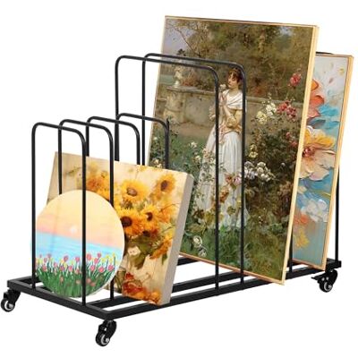 ikare Kunst-Leinwand-Aufbewahrungsregal, Kunst-Trocken-Malregal mit Rollen, verstellbare Kunstaufbewahrung, Staffelei, Präsentationsständer für Leinwandbretter, Panel, Handwerk, Trocken- und ikare Kunst-Leinwand-Aufbewahrungsregal, Kunst-Trocken-Malregal mit Rollen, verstellbare Kunstaufbewahrung, Staffelei, Präsentationsständer für Leinwandbretter, Panel, Handwerk, Trocken- und