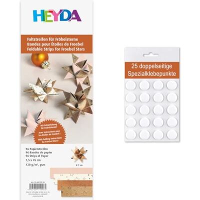 Heyda Faltstreifen für Fröbelsterne – 96 Streifen, 1,5×45 cm, beidseitig bedruckt – Bastelpapier Set für 24 Sterne – mit Anleitung – inklusive 25 Klebepunkte (bronze/natur 1,5x45) Heyda Faltstreifen für Fröbelsterne – 96 Streifen, 1,5×45 cm, beidseitig bedruckt – Bastelpapier Set für 24 Sterne – mit Anleitung – inklusive 25 Klebepunkte (bronze/natur 1,5x45)