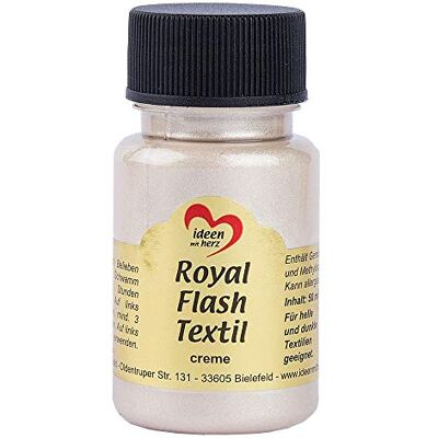 Ideen mit Herz Royal Flash Textil, Glitzer-Metallic-Farbe hochdeckend, cremige Textilfarbe auf Wasserbasis für helle und dunkle Textilien 50 ml (creme) Ideen mit Herz Royal Flash Textil, Glitzer-Metallic-Farbe hochdeckend, cremige Textilfarbe auf Wasserbasis für helle und dunkle Textilien 50 ml (creme)
