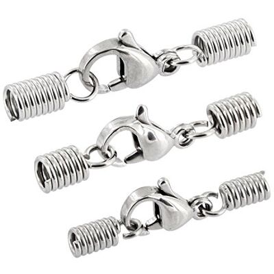 Auroris Karabinerverschluss aus Edelstahl mit Spiral-Endkappen zum Klemmen Variante für ca. 2 mm Bänder 10 Stück Auroris Karabinerverschluss aus Edelstahl mit Spiral-Endkappen zum Klemmen Variante für ca. 2 mm Bänder 10 Stück