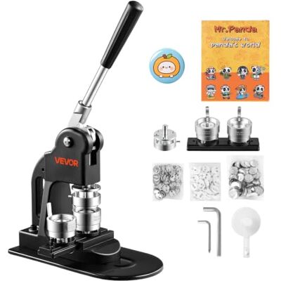 VEVOR Buttonmaschine 32 mm, Knopfmachermaschine mit 500 Buttonrohlingen & Kreisschneider & Sechskantschlüsseln & Anleitungsbuch & Ergonomischem Griff, für DIY Anstecknadeln Abzeichen Schwarz VEVOR Buttonmaschine 32 mm, Knopfmachermaschine mit 500 Buttonrohlingen & Kreisschneider & Sechskantschlüsseln & Anleitungsbuch & Ergonomischem Griff, für DIY Anstecknadeln Abzeichen Schwarz