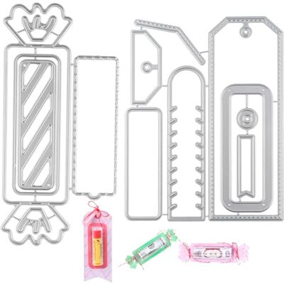OTCRAFT Groß 1 Set Anhänger und 1 Set Süßigkeiten-Stanzformen, rechteckig, Geschenkkarte, Umschlag, Stanzformen-Set, Etikettenanhänger für Scrapbooking, DIY-Karten, Alben, Bastelbedarf OTCRAFT Groß 1 Set Anhänger und 1 Set Süßigkeiten-Stanzformen, rechteckig, Geschenkkarte, Umschlag, Stanzformen-Set, Etikettenanhänger für Scrapbooking, DIY-Karten, Alben, Bastelbedarf