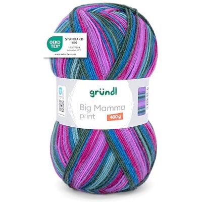 Gründl Wolle Big Mamma Print XXL Wolle zum Stricken mit Farbverlauf Weich und hautfreundlich 100% Polyacryl 1 Knäuel 400 g / 1040 m Nadelstärke 3,5-4,5 magenta-azurblau-taubenblau Gründl Wolle Big Mamma Print XXL Wolle zum Stricken mit Farbverlauf Weich und hautfreundlich 100% Polyacryl 1 Knäuel 400 g / 1040 m Nadelstärke 3,5-4,5 magenta-azurblau-taubenblau