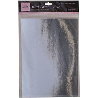 Anita's Anitas Mirri Board, Silver, A4, 250 GSM, Pack of 20 Anita's Anitas Mirri Board, Silver, A4, 250 GSM, Pack of 20
