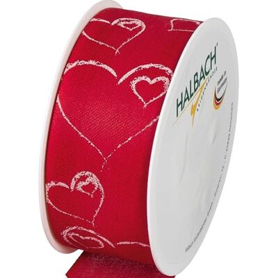 Halbach rotes Geschenkband mit weißen Herzen, 40 mm x 16 m, rot/weiß Halbach rotes Geschenkband mit weißen Herzen, 40 mm x 16 m, rot/weiß