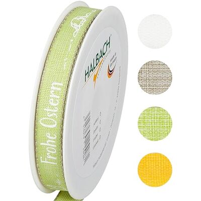 Halbach Geschenkband Frohe Ostern, 15 mm x 20 m, grün/weiß Halbach Geschenkband Frohe Ostern, 15 mm x 20 m, grün/weiß