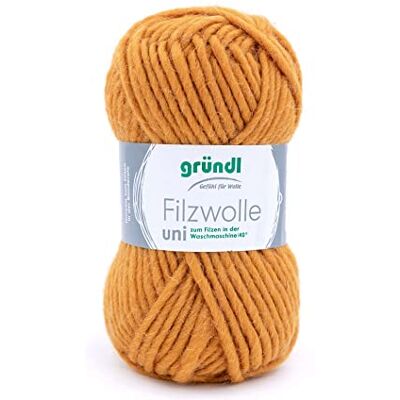 Gründl Filzwolle uni Wolle zum Filzen 1 x 50 g, Curry Stricken und Häkeln, Garn aus 100 % Schurwolle, 50 g / 50 m, Nadelstärke: 8 9, 50 g) Gründl Filzwolle uni Wolle zum Filzen 1 x 50 g, Curry Stricken und Häkeln, Garn aus 100 % Schurwolle, 50 g / 50 m, Nadelstärke: 8 9, 50 g)