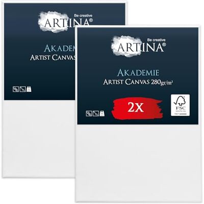 Artina Keilrahmen 90x130cm FSC® 2er Set Leinwand zum Bemalen Acrylfarben Canvas 2er Set Leinwände Baumwolle grundiert Künstlerbedarf Acryl Ölfarbe Aquarell Malen Keilrahmenset bespannt Akademie Artina Keilrahmen 90x130cm FSC® 2er Set Leinwand zum Bemalen Acrylfarben Canvas 2er Set Leinwände Baumwolle grundiert Künstlerbedarf Acryl Ölfarbe Aquarell Malen Keilrahmenset bespannt Akademie
