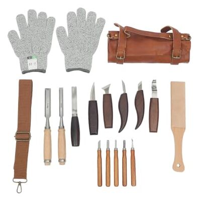 WFIETN 16 Stück Holzschnitzset, Holzschnitzwerkzeuge mit Aufbewahrungstasche Holzschnitzmesser-Set Umfasst 2 Holz schnitzerei-Meißel, 6 Schnitz Messer, 5 Detail Messer, Strop-Board und Paar Handschuhe WFIETN 16 Stück Holzschnitzset, Holzschnitzwerkzeuge mit Aufbewahrungstasche Holzschnitzmesser-Set Umfasst 2 Holz schnitzerei-Meißel, 6 Schnitz Messer, 5 Detail Messer, Strop-Board und Paar Handschuhe