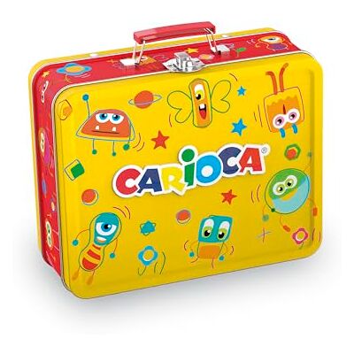 CARIOCA Farben + Malbuch – Blechdose (Gelb) mit 100 Joy Markern mit feiner Spitze, 2,8 mm, super auswaschbare Tinte + 1 Malbuch – Farbset, Made in Italy CARIOCA Farben + Malbuch – Blechdose (Gelb) mit 100 Joy Markern mit feiner Spitze, 2,8 mm, super auswaschbare Tinte + 1 Malbuch – Farbset, Made in Italy