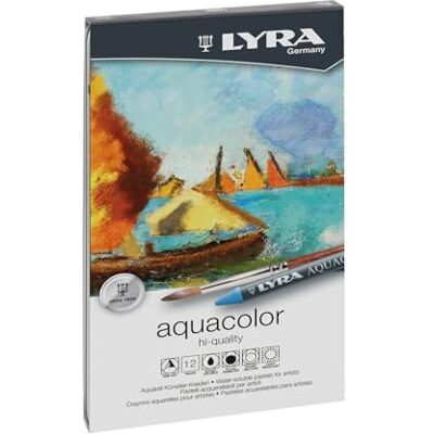 LYRA 5611120 Aquacolor Wachsmalkreide, Metalletui 12 sortierte Farben LYRA 5611120 Aquacolor Wachsmalkreide, Metalletui 12 sortierte Farben