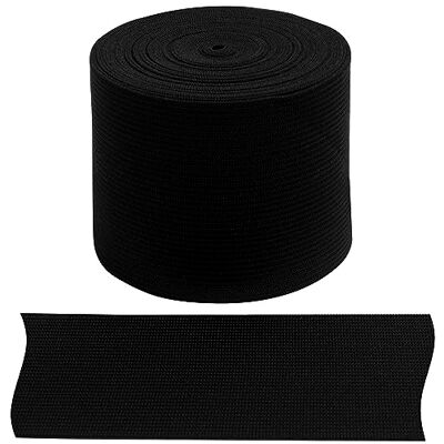 AERZETIX C67546 Flaches geflochtenes Gummiband 5 Meter Breite 60 mm Polyester + Latex Farbe schwarz AERZETIX C67546 Flaches geflochtenes Gummiband 5 Meter Breite 60 mm Polyester + Latex Farbe schwarz