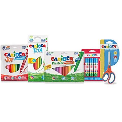 CARIOCA All Set für EL Cole Schulzubehör-Set: Super waschbare Filzstifte, Buntstifte, Kunststoff, Kleber und Schere mit runder Spitze, 40 Stück CARIOCA All Set für EL Cole Schulzubehör-Set: Super waschbare Filzstifte, Buntstifte, Kunststoff, Kleber und Schere mit runder Spitze, 40 Stück