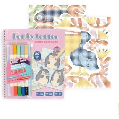 Generic Dot-by-Letter Malset 20 Motive mit 10 Markern Mindful Art Set 20 versteckte Motive, 10 Marker, 250 g/m² Papier, Pflanzen-, Tier- und Landschaftsthemen – für Erwachsene und Kinder Generic Dot-by-Letter Malset 20 Motive mit 10 Markern Mindful Art Set 20 versteckte Motive, 10 Marker, 250 g/m² Papier, Pflanzen-, Tier- und Landschaftsthemen – für Erwachsene und Kinder