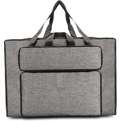 Riouwal Kunsttasche mit mehreren Fächern, wasserabweisende Basteltasche aus Oxford-Stoff mit Griff für Kunstbedarf, Grau Riouwal Kunsttasche mit mehreren Fächern, wasserabweisende Basteltasche aus Oxford-Stoff mit Griff für Kunstbedarf, Grau