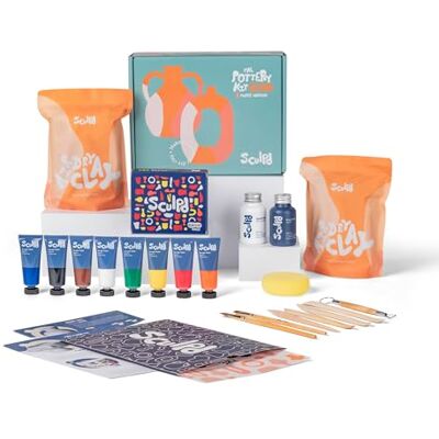 Sculpd – Das originale Töpfer-Set, Komplettes lufttrocknendes Ton-Set für Erwachsene, inklusive Modellierwerkzeugen, Lack, Pinseln, Anleitungen sowie Kunst & Bastelset, Glanzlack mit klassischen Tönen Sculpd – Das originale Töpfer-Set, Komplettes lufttrocknendes Ton-Set für Erwachsene, inklusive Modellierwerkzeugen, Lack, Pinseln, Anleitungen sowie Kunst & Bastelset, Glanzlack mit klassischen Tönen