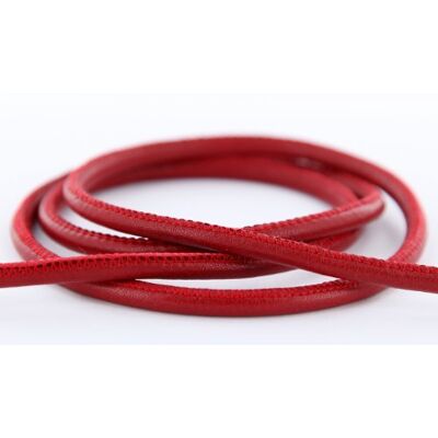 Auroris 100cm weiches Nappalederband rund gesäumt 4mm Farbe: rot Auroris 100cm weiches Nappalederband rund gesäumt 4mm Farbe: rot