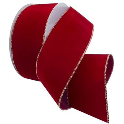 Morex Beflocktes Samtband, mit Draht, 10,2 cm x 45,7 m, Beerenrot Morex Beflocktes Samtband, mit Draht, 10,2 cm x 45,7 m, Beerenrot